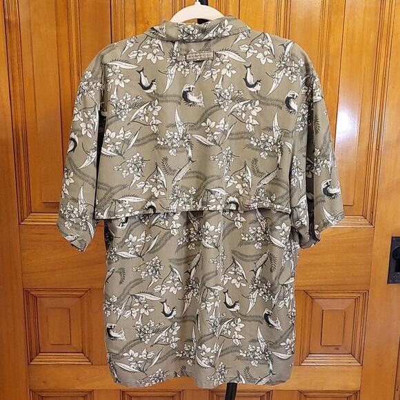 Exofficio Men's Green Floral Shirt Size Large Fish and Floral Fisherman Outdoors - Picture 3 of 9